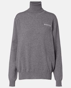 Gucci Rollkragenpullover Aus Kaschmir Mit Intarsie, Größe - Grau