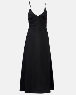 Asceno Ida Linen Midi Dress - Black