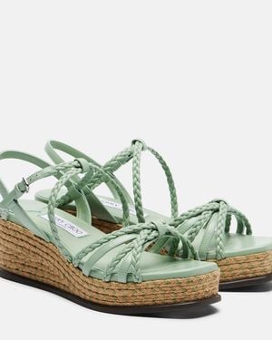 Jimmy Choo Alpargatas Con Cuna Nyra De Piel Trenzada - Verde