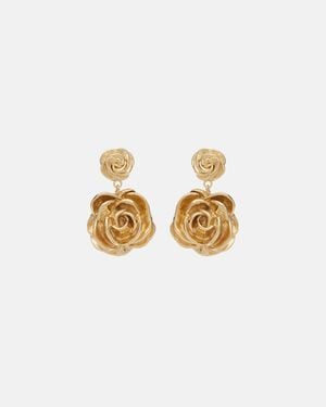 Magda Butrym Pendientes Florales Chapados En Oro - Blanco