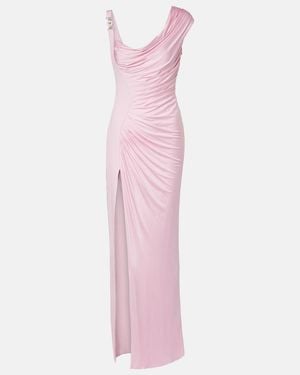 Versace Draped One-Shoulder Ruched Gown - Pink