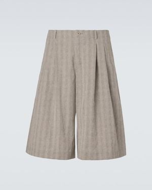 Our Legacy Split Striped Cotton And Linen-Blend Capri Trousers - Grey