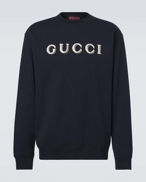 Gucci Sudadera De Jersey De Algodon Con Logo - Azul