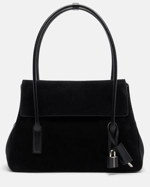 Tom Ford Schultertasche Eclipse Medium Aus Veloursleder - Schwarz