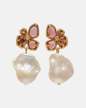 Zimmermann Bloom Embellished Pearl Drop Earrings - White
