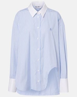 The Attico Striped Asymmetric Cotton Shirt - Blue