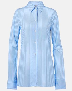 TOTEME Striped Cotton Poplin Shirt - Blue