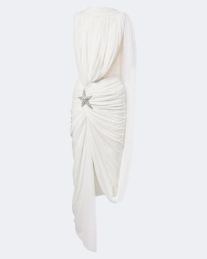 David Koma Asymmetric Draped Embellished Minidress - White