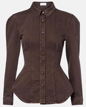 Magda Butrym Chaqueta Peplum De Denim - Marrón