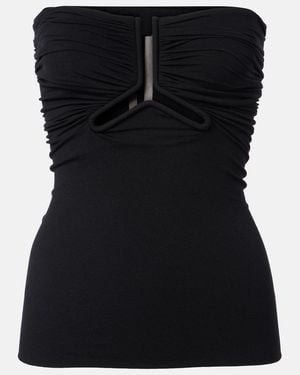 Rick Owens Cutout Ruched Strapless Top - Black
