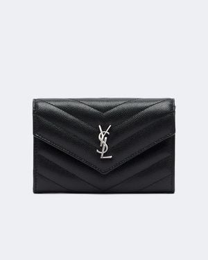 Saint Laurent Cassandre Small Matelasse Leather Wallet - Black