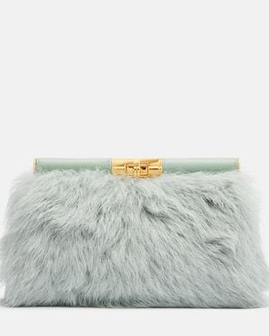 Dolce & Gabbana Marlene Small Shearling Shoulder Bag - Grey