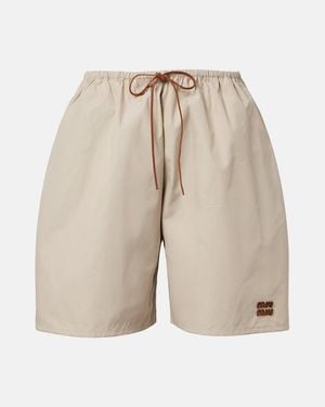 Miu Miu Cotton-Blend Bermuda Shorts - Natural