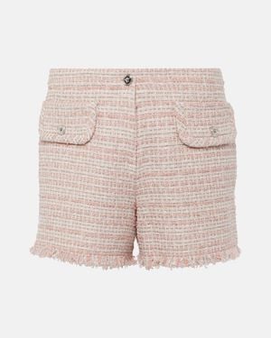 Versace Fringed Tweed Shorts - Pink