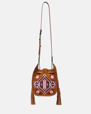 Isabel Marant Bolso Saco Silao Mini De Ante Y Piel - Blanco
