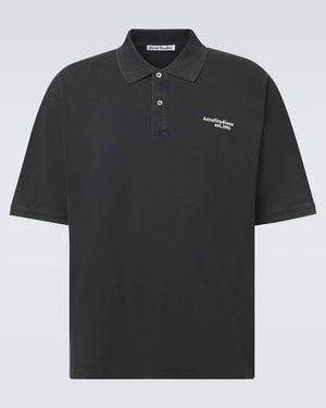Acne Studios Polo De Pique De Algodon - Negro