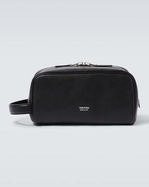 Tom Ford Trousse De Toilette En Cuir A Logo - Noir
