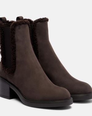 Tod's Shearling-Lined Leather Chelsea Boots - Brown