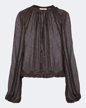 JACQUES WEI Embellished Sheer Blouse - Black