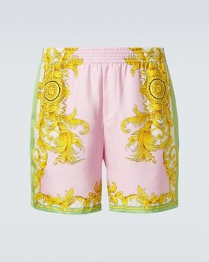 Versace Printed Silk Shorts - Pink