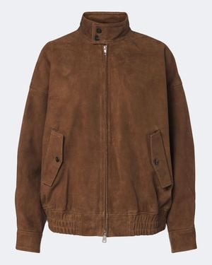 Agolde Blair Suede Blouson Jacket - Brown