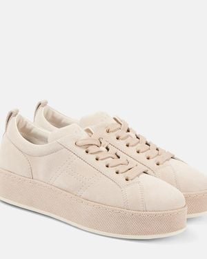 Hogan H681 Suede Platform Trainers - Natural