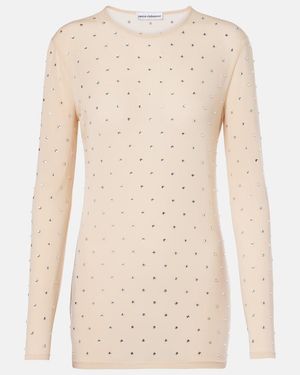 Rabanne Crystal-Embellished Semi-Sheer Top - Natural