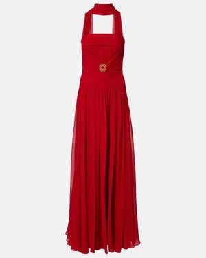 Elie Saab Silk Bustier Gown - Red