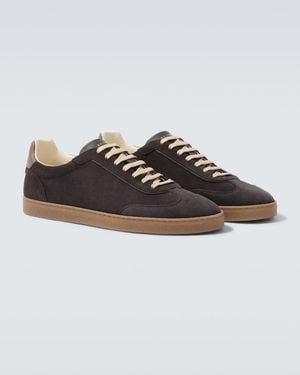 Brunello Cucinelli Leather-Trimmed Suede Trainers - Brown