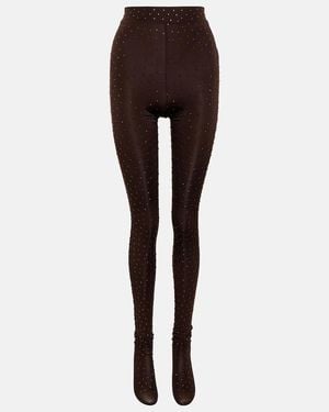 Alex Perry Rane Embellished Jersey Tights - Brown