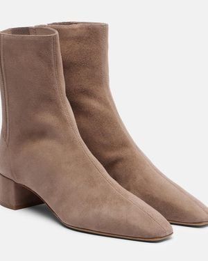 Aquazzura Saint Honore 35 Suede Ankle Boots - Brown