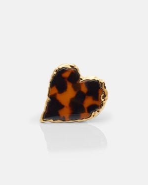 Oscar de la Renta Heart Embellished Ring - Brown