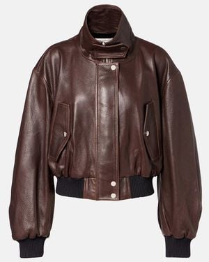 Nour Hammour Briar Leather Bomber Jacket - Brown