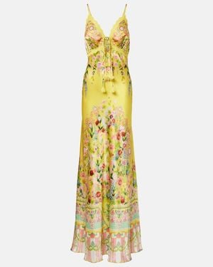 CAMILLA Printed Silk Charmeuse Maxi Dress - Metallic