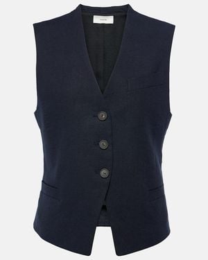 Vince Linen-Blend Vest - Blue