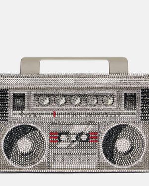 Judith Leiber Soft Boom Box Embellished Clutch - Metallic