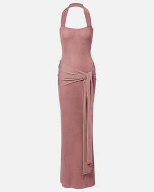 AYA MUSE Knitted Lame Maxi Dress - Purple
