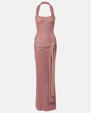 AYA MUSE Knitted Lame Maxi Dress - Purple