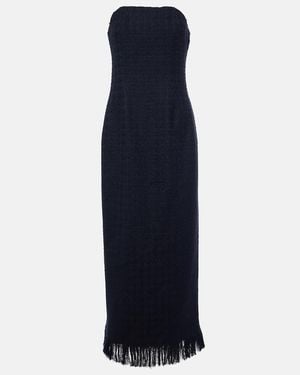 Oscar de la Renta Tweed Wool And Mohair-Blend Bustier Dress - Blue