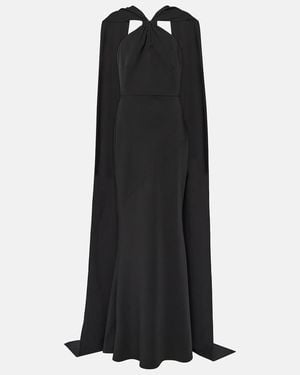 Safiyaa Lilien Caped Crepe Gown - Black