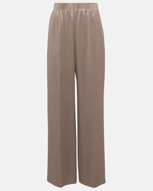 FFORME Maud High-Rise Metallic Wide-Leg Pants - Brown