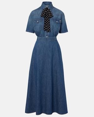 Valentino Belted Denim Polo Dress - Blue