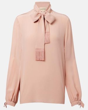 Valentino Bow-Detail Silk Crepe Blouse - Pink