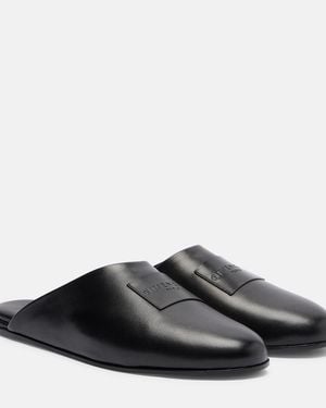 Givenchy Label Leather Mules - Black