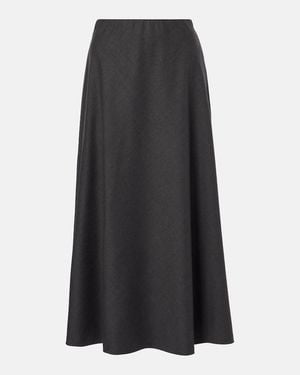 Brunello Cucinelli Wool-Blend Midi Skirt - Black