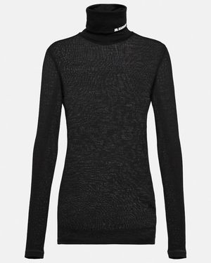 Jil Sander Logo Turtleneck Jumper - Black