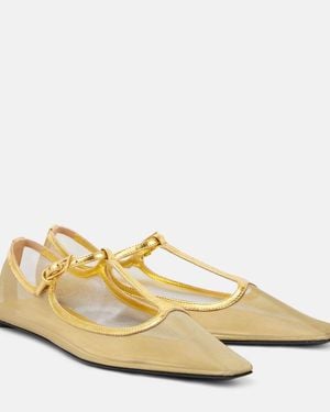 The Attico Juno Mesh Mary Jane Flats - Natural
