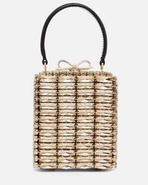 Self-Portrait Clutch Micro Mit Kristallen - Mettallic
