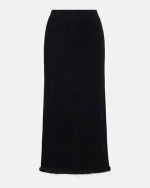 Jardin Des Orangers Distressed Wool And Cashmere Pencil Skirt - Black
