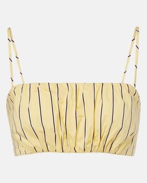 STAUD Fiore Striped Cotton Crop Top - Metallic